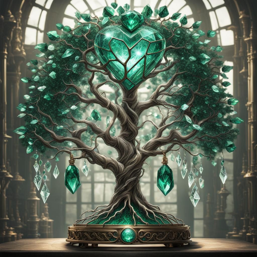 Crystal Life Tree with Steampunk Heart