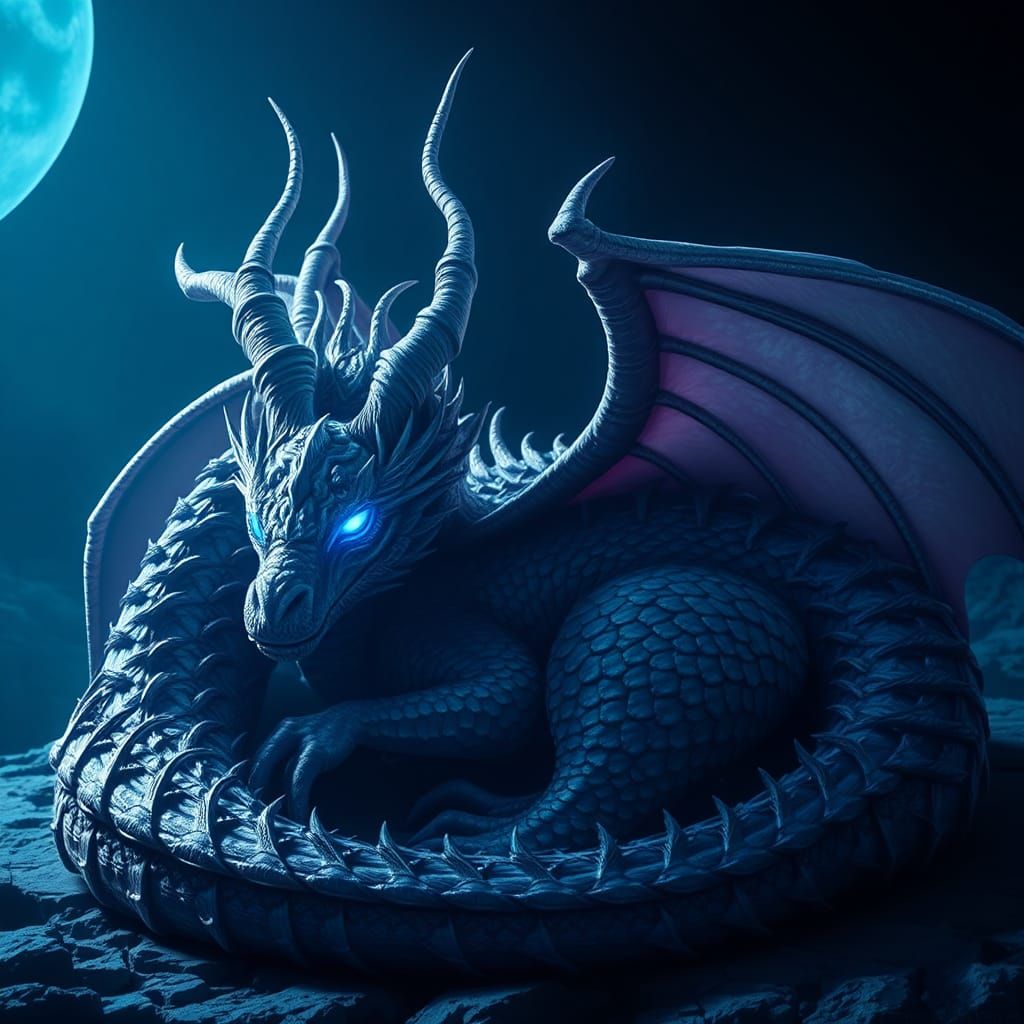 Majestic Dragon in Midnight Realms