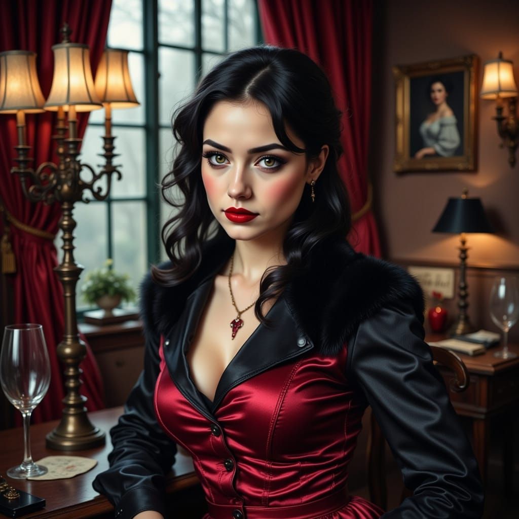 Op Art Femme Fatale Portrait in High Contrast