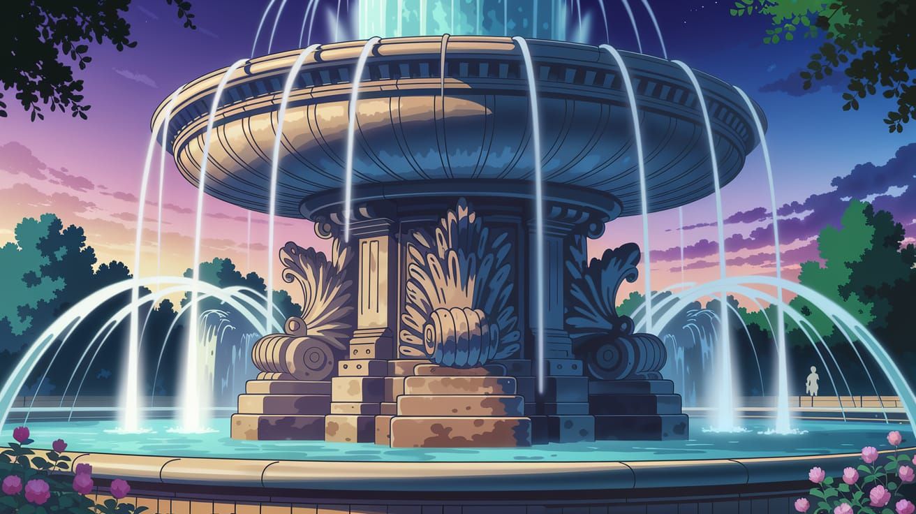 Bristol Fountain in Cobra Art Anime Style