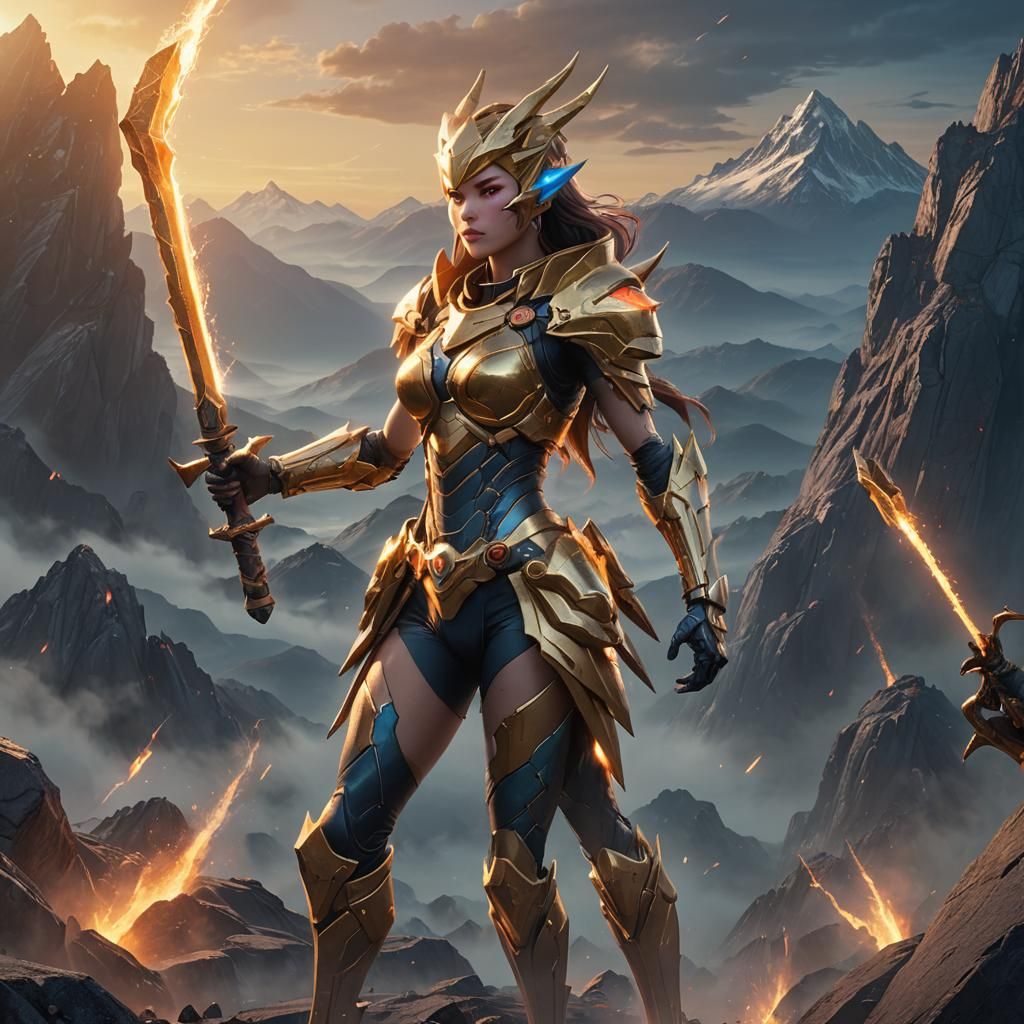 Monster Girl Meteor Hammer Master in Anime Style