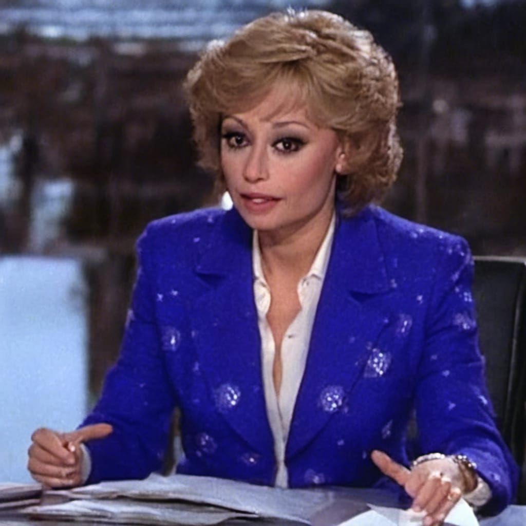 Blonde Woman in Blue Jacket at Desk