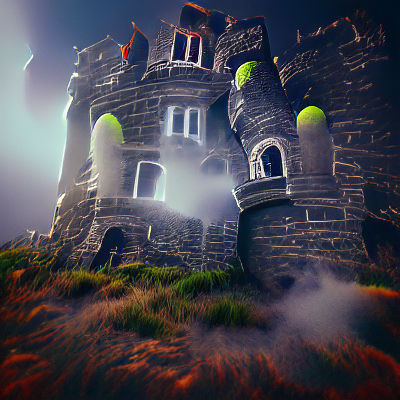 Mysterious Gothic Castle on Misty Peak