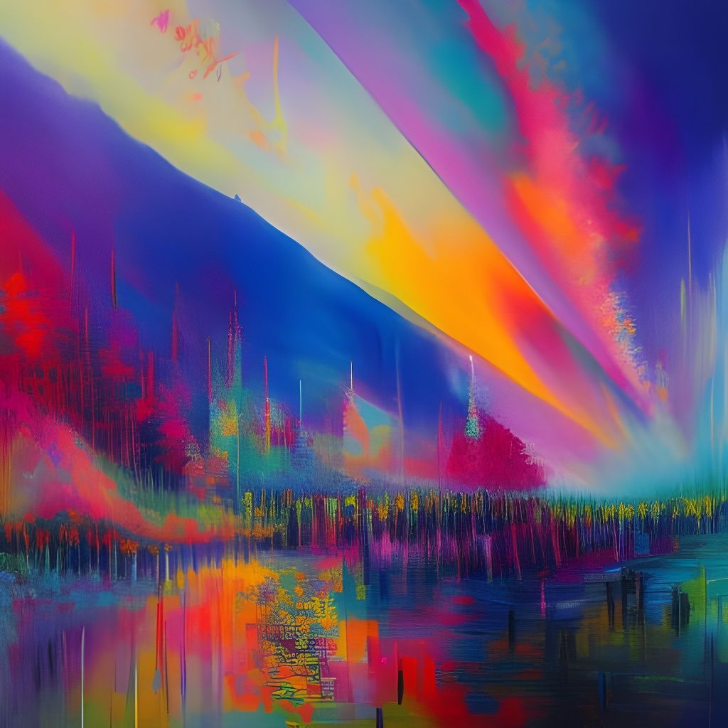 Ethereal Dreamscape: Acrylic Pouring in Bold Colors