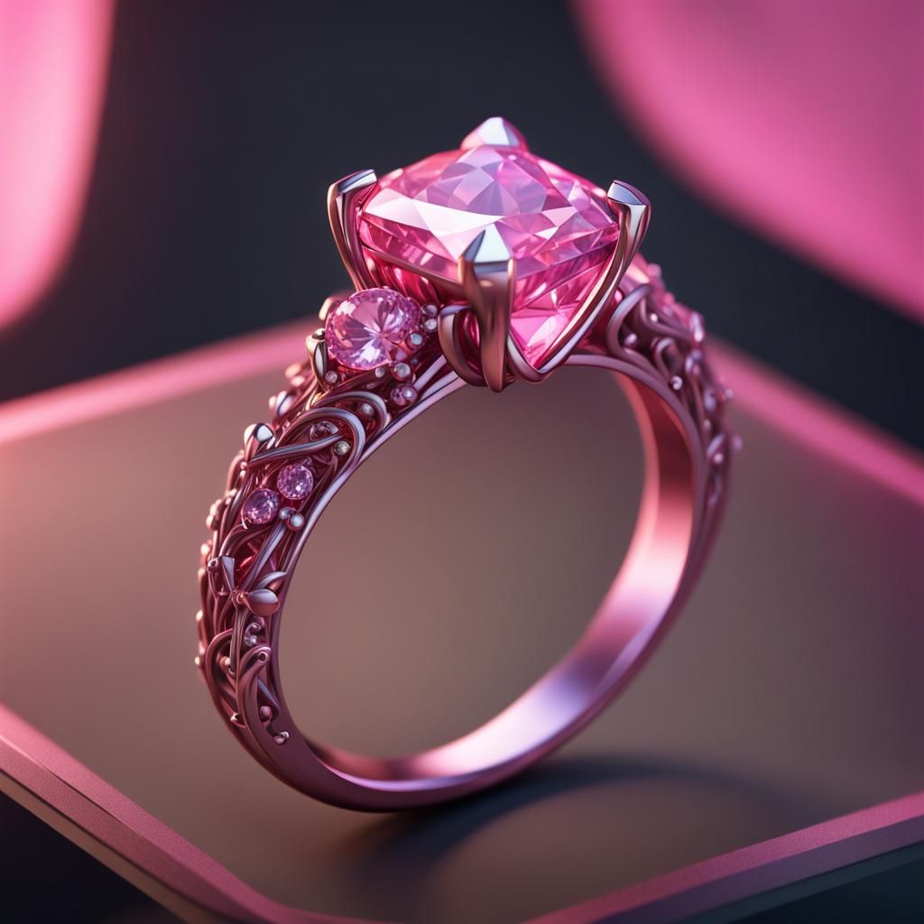 Pink Diamond Ring: Detailed Matte Painting in 8K