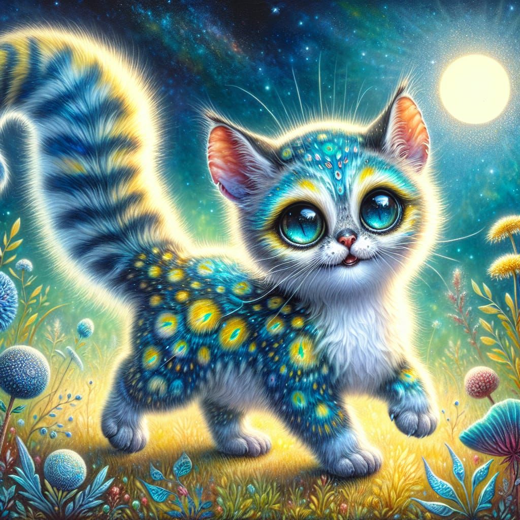 Cosmic Wildcat in Aquatic Hues