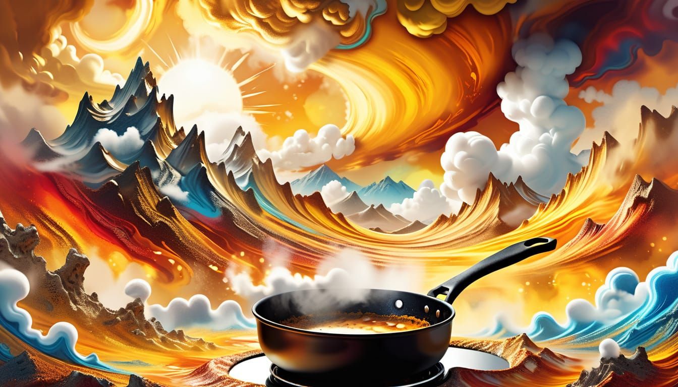 Surreal Landscape Art: Mountain in a Frying Pan