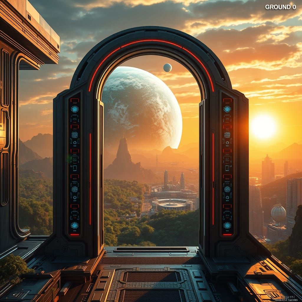 Futuristic Doorway to Earth 2: A Gateway to a Vibrant, High-...