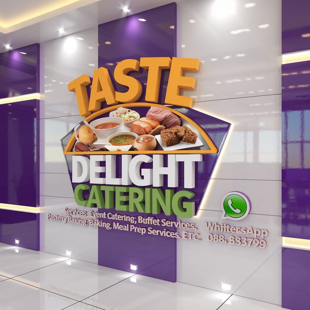 Taste Delights Catering 3D Logo on Modern Wall