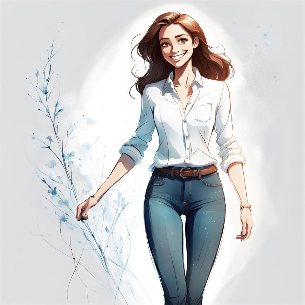 Smiling Girl Portrait in Glen Keane Style
