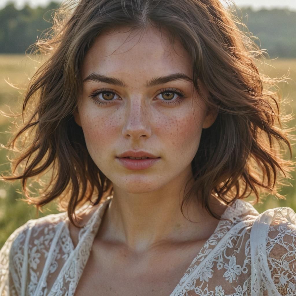 Brunette in Lacy Teddy: French Realism Portrait