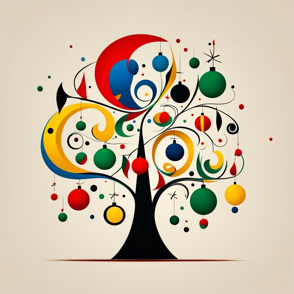 A christmas tree in the style of Miró