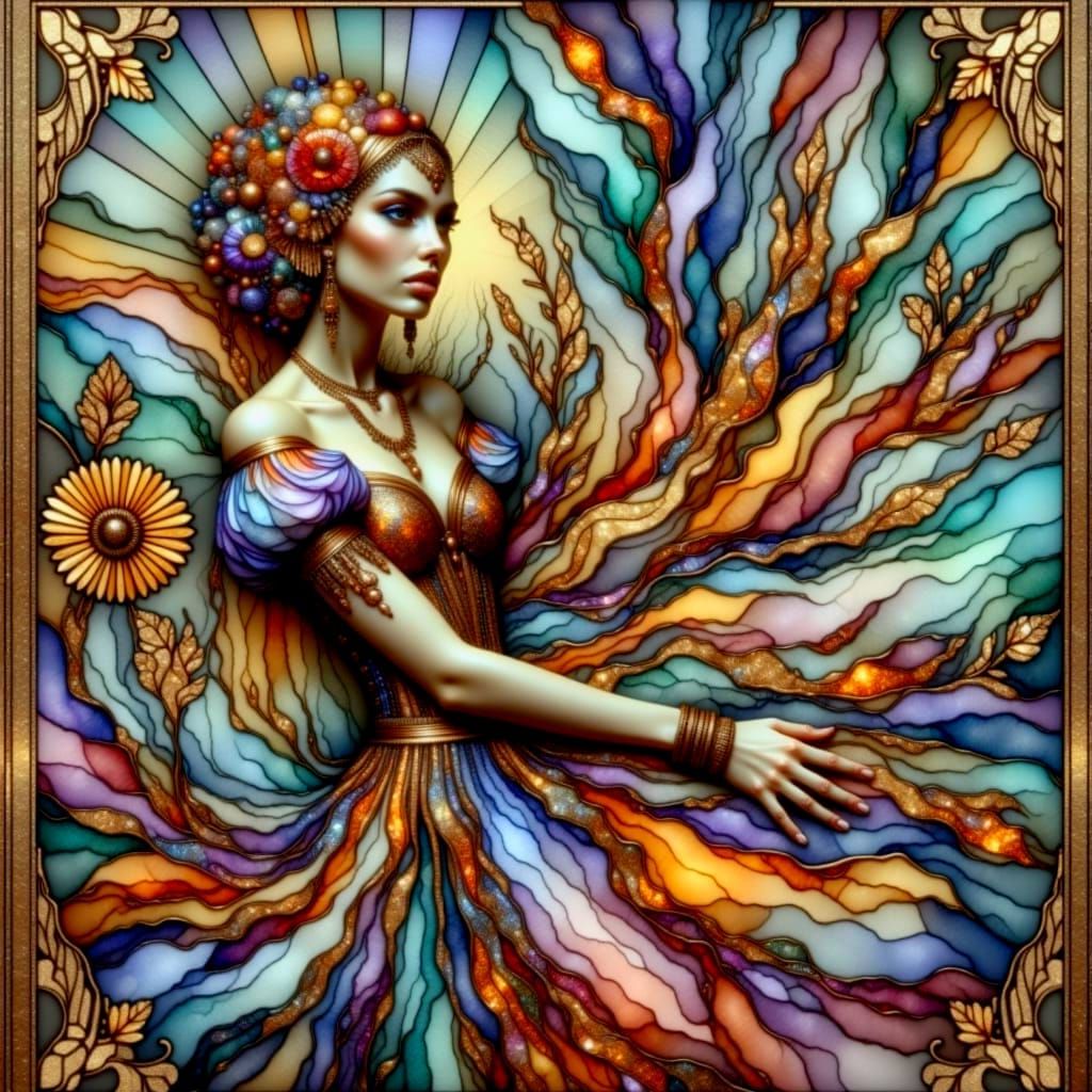 Psychedelic Garden Bloom with Cosmic Mystery