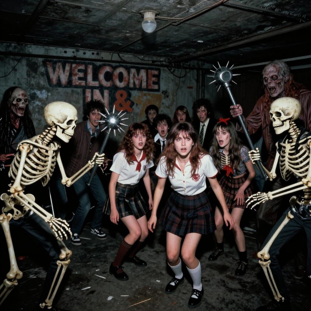 Skeleton Enforcers Chase Punks in 80s VHS Style