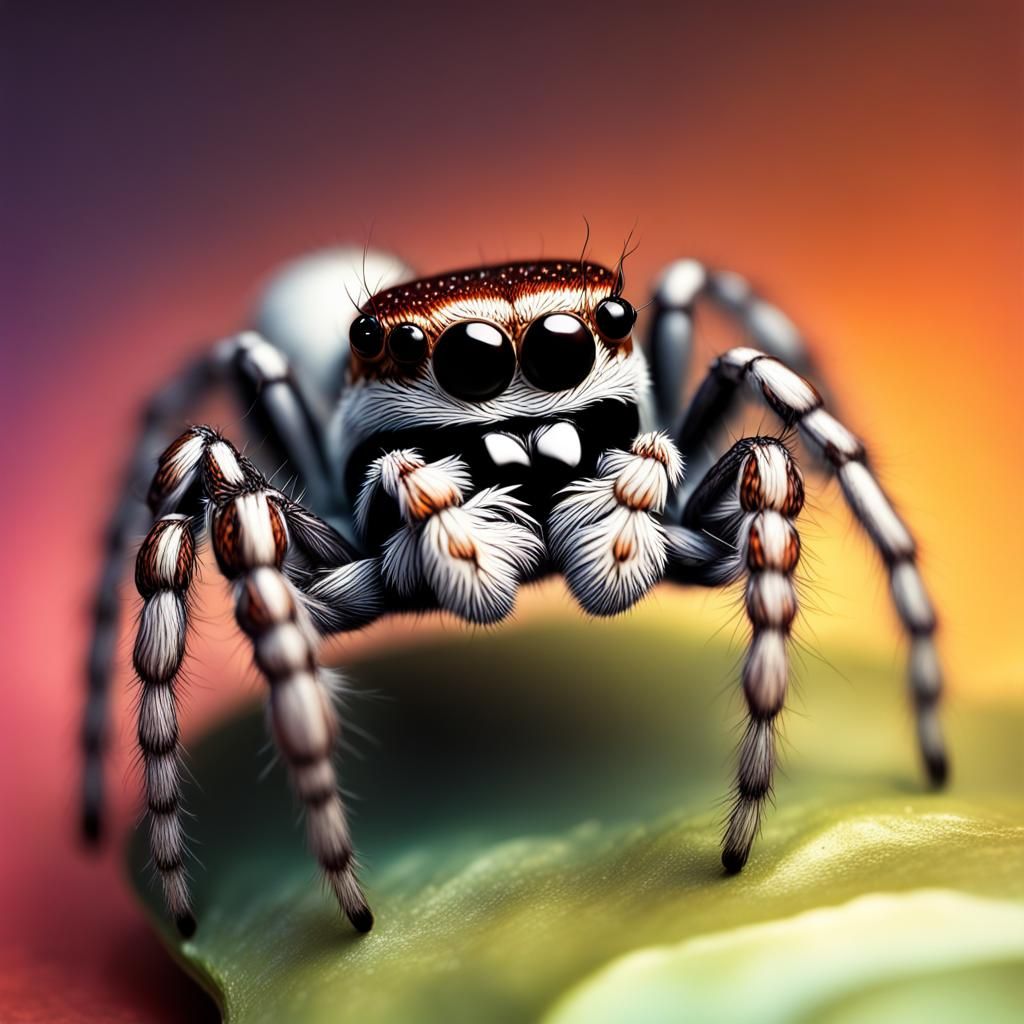 Hyperrealistic Jumping Spider in Splash Art Style
