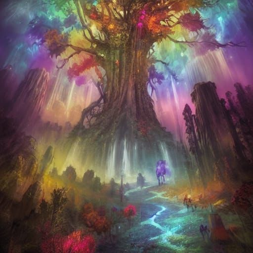 Cosmic Rainbow Road Through Space, Sci-Fi Concept Art