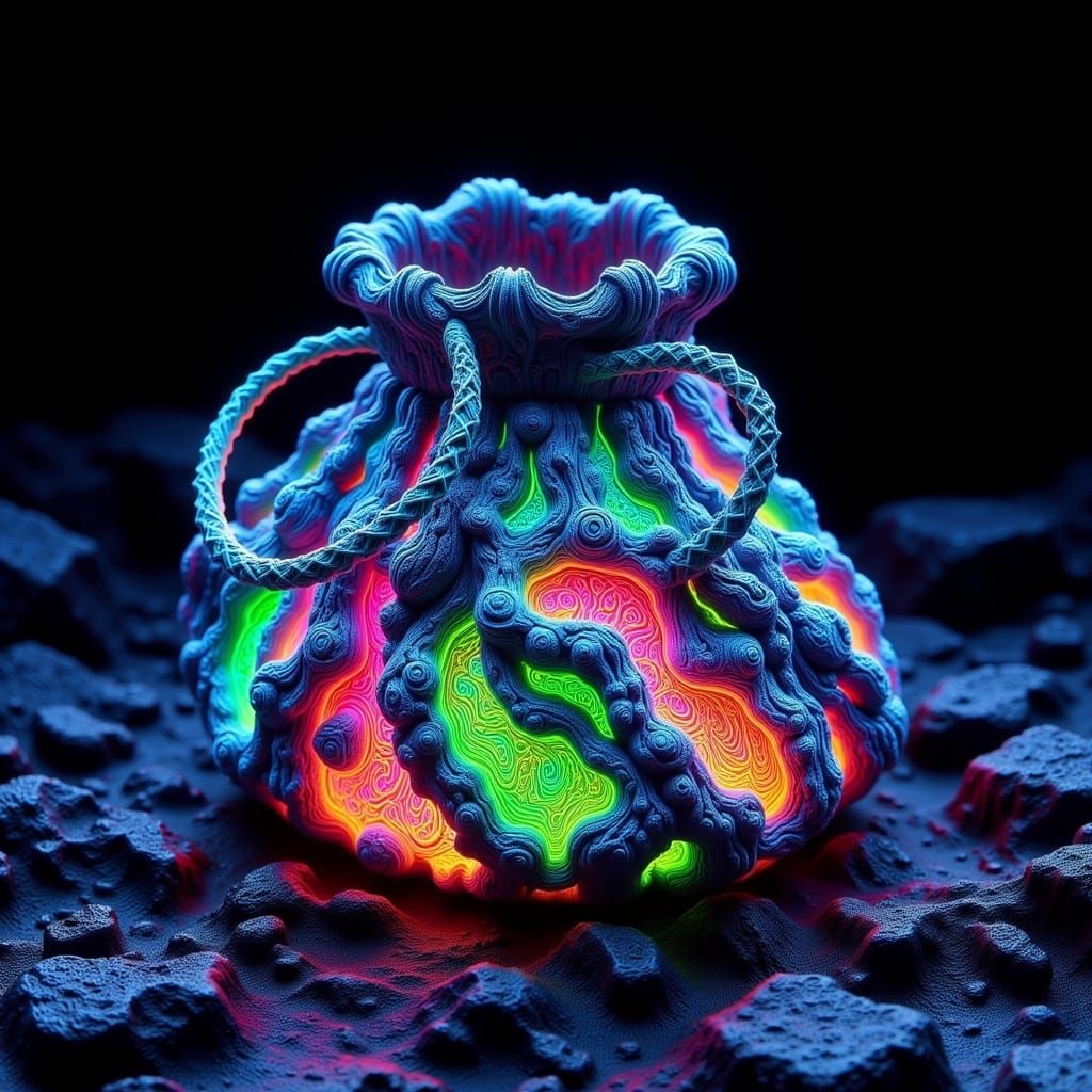 Iridescent Lava Bag with Glowing Cracks