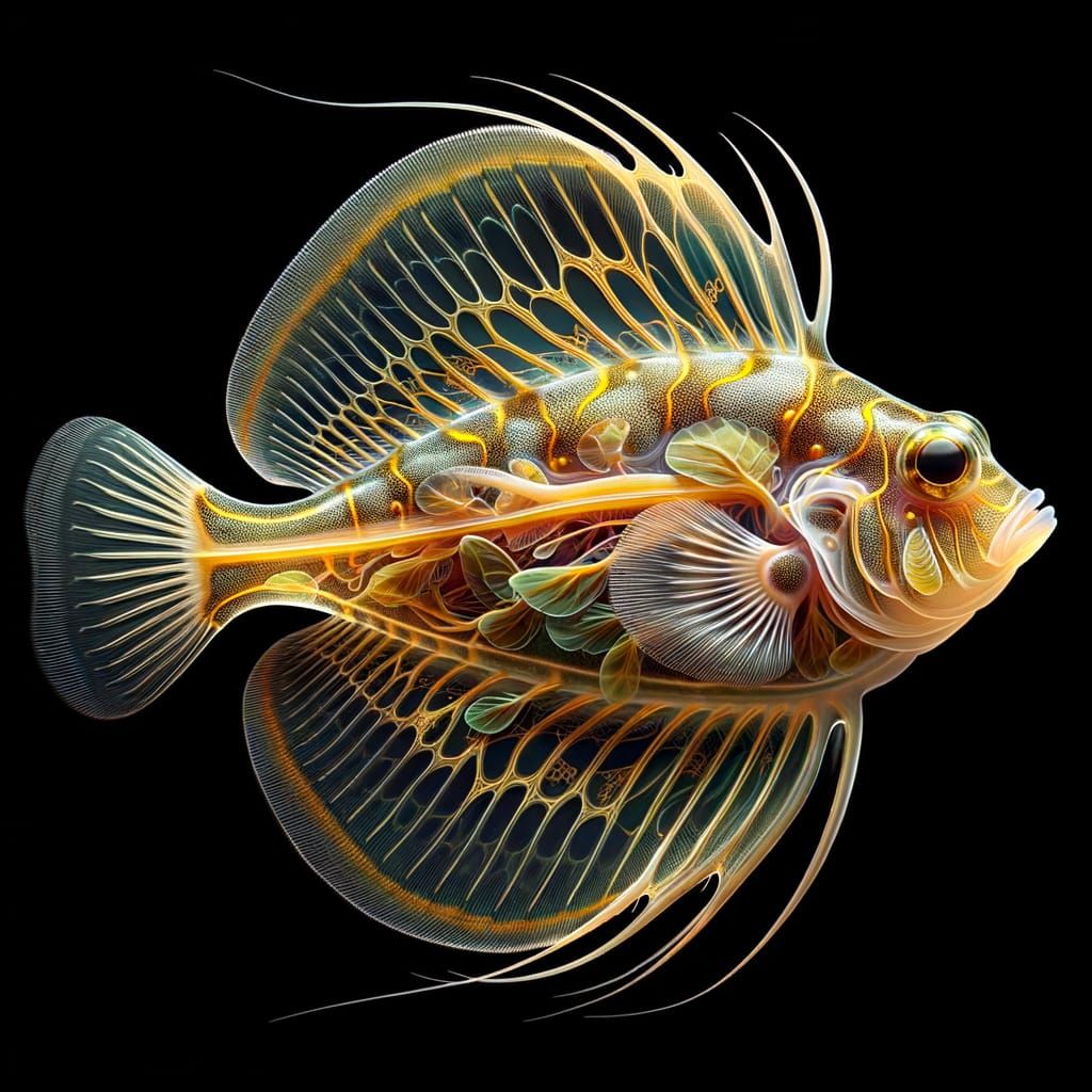 A translucent transparent very juvenile Spotfin Flounder.