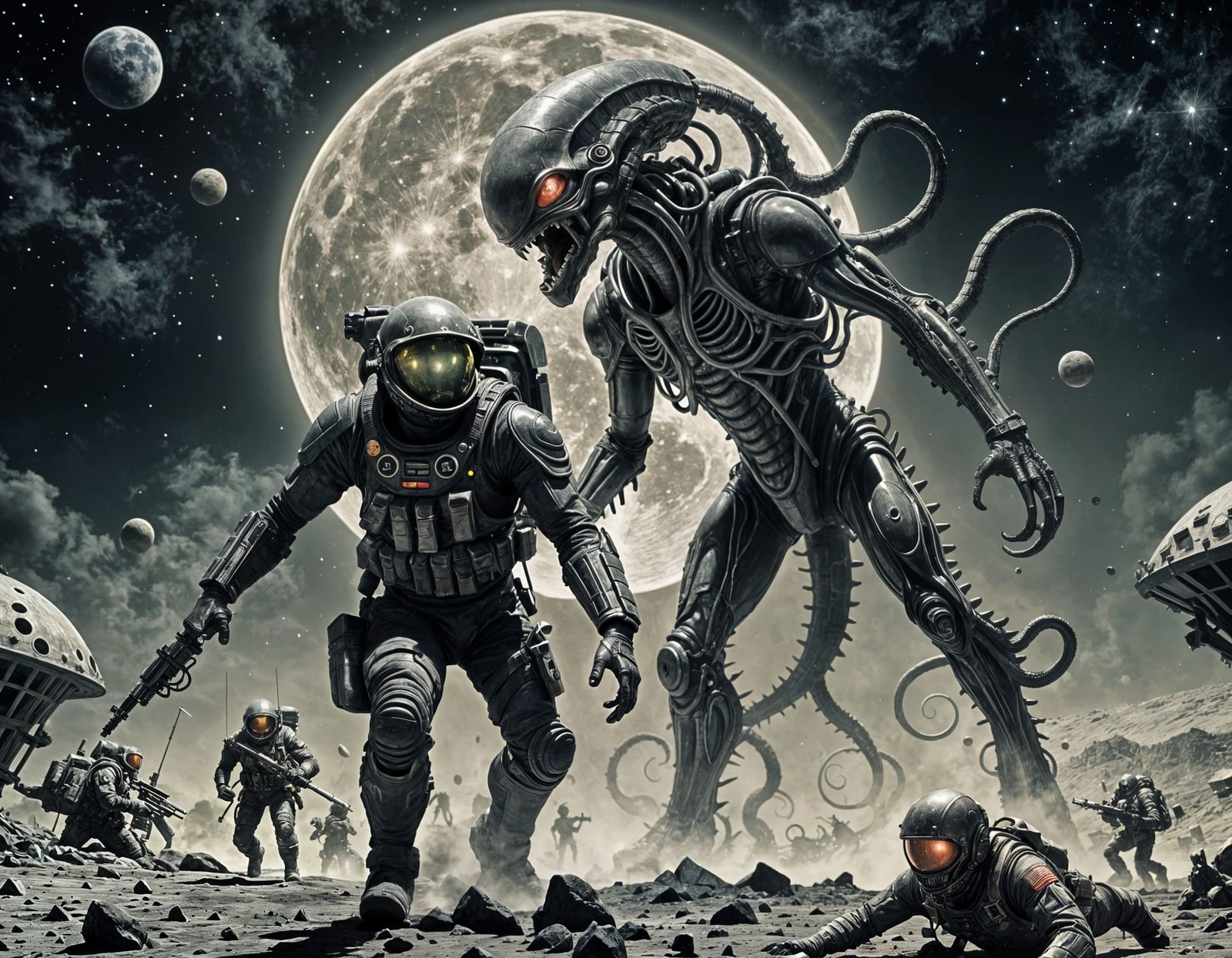 Alien Attack on Moon Soldier