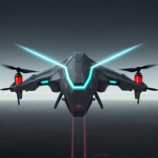 Futuristic Photon Guardian Drone Patrolling Battleground