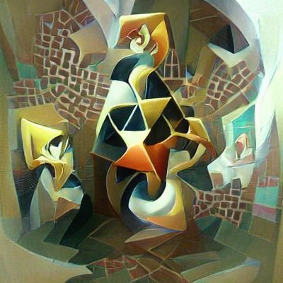 Abstract Fractal Art in Cubist Style