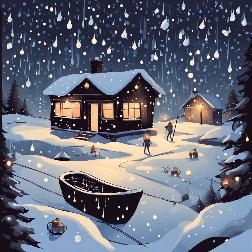 Cozy Winter Scene with Candles and Snow