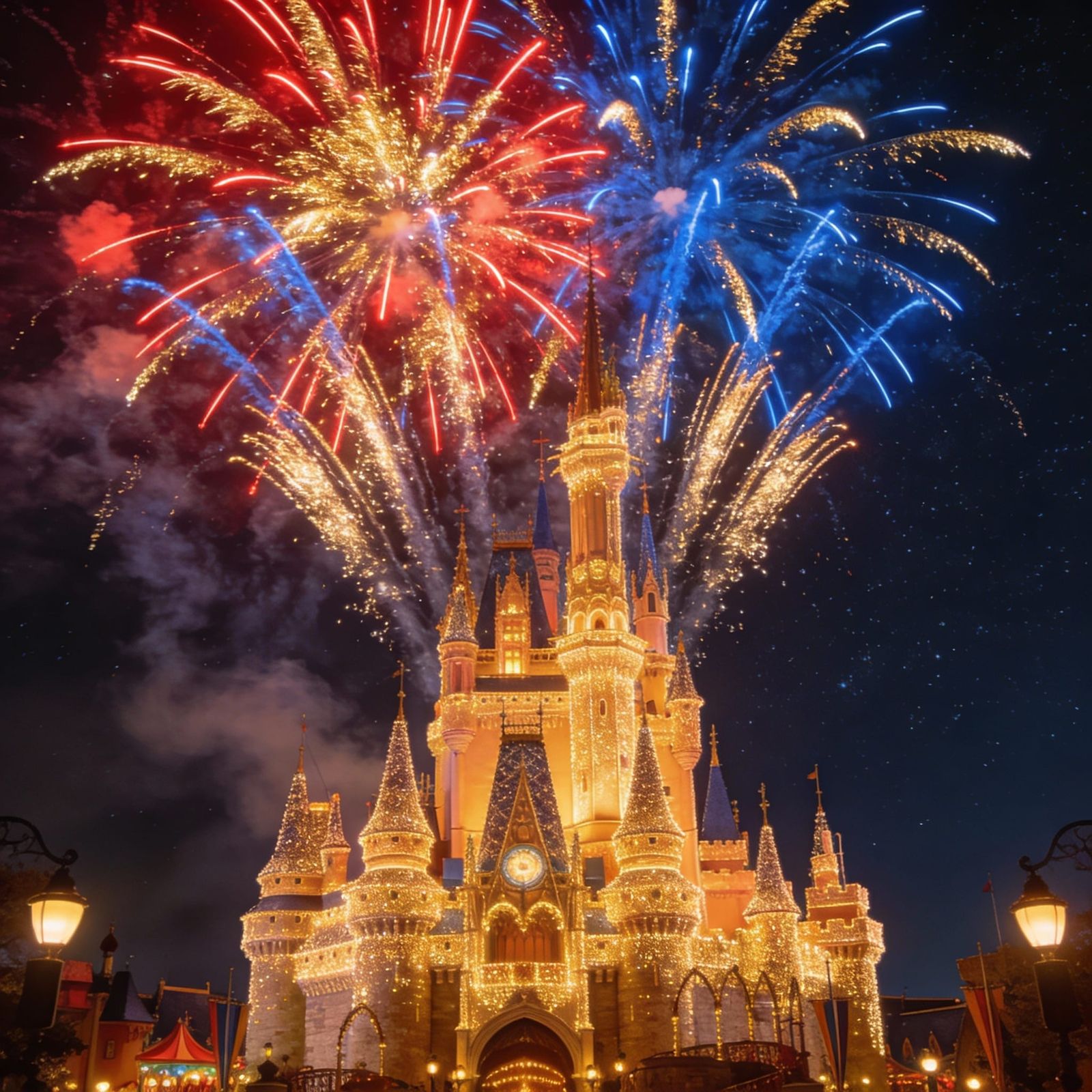 Sleeping Beauty Castle at Disneyland with Fireworks