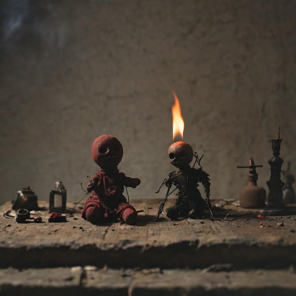 Dark Surrealism: Occult Room with Voodoo Doll