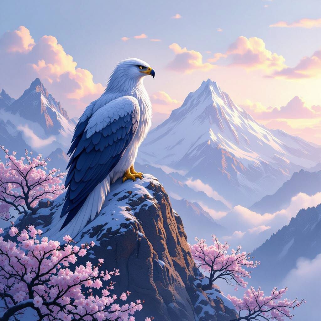 Griffin Overlooks Cherry Blossom Valley, Matte Painting