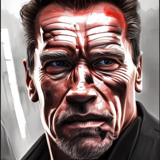 Photorealistic Portrait of Arnold Schwarzenegger as T-800