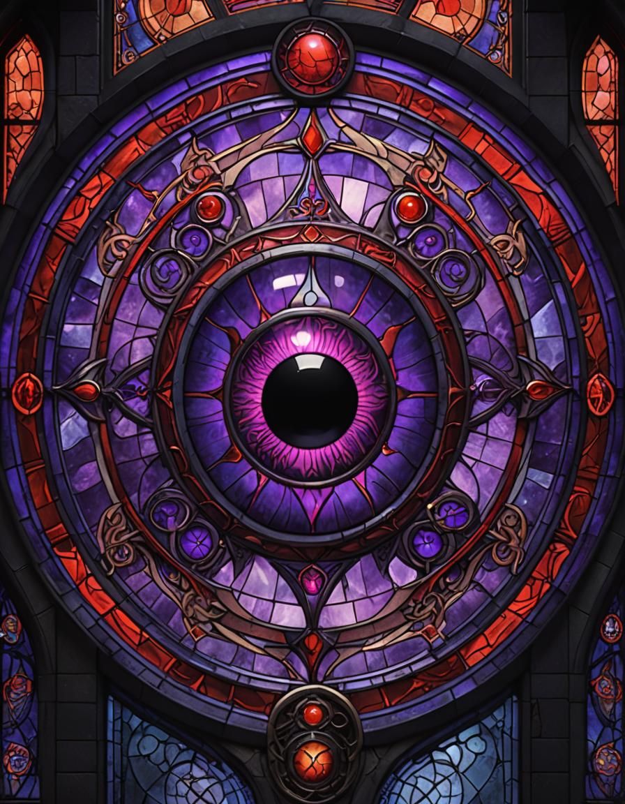 Violet Eyeball Stained Glass with Mystical Energy
