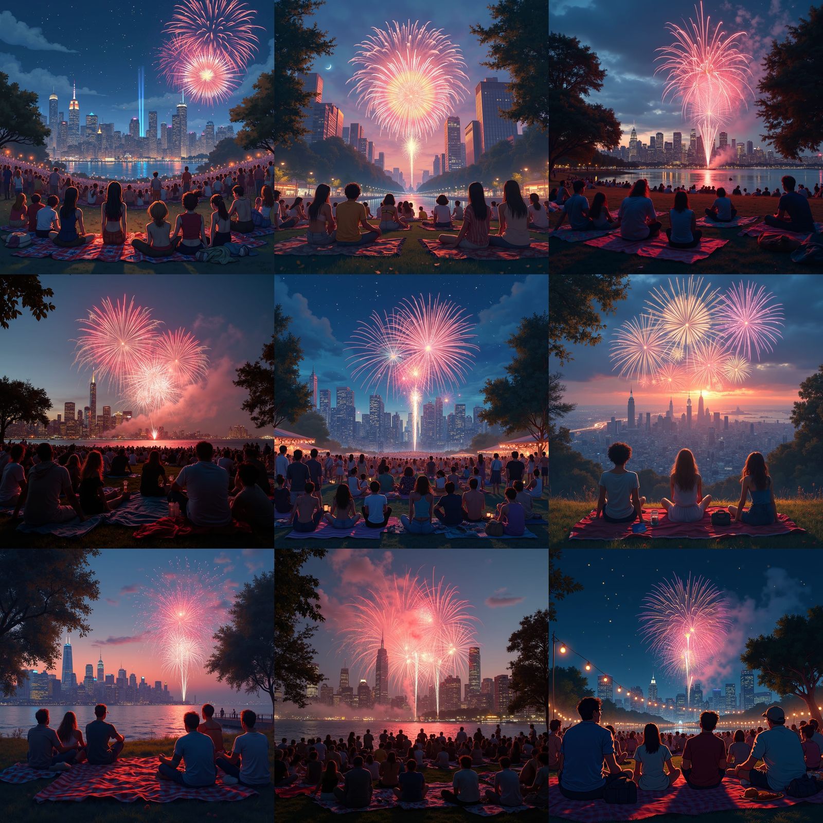 Spectacular 4th of July Fireworks Display Over City