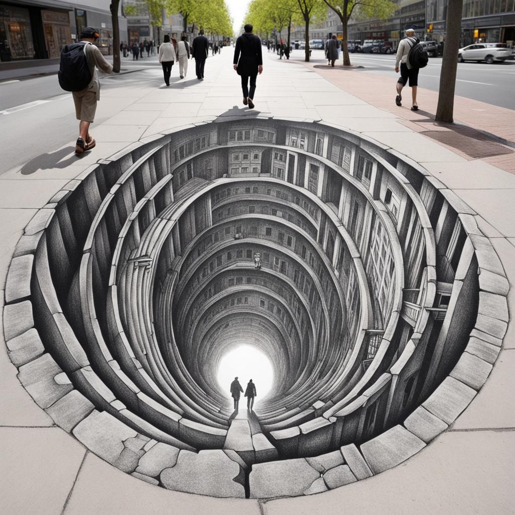 Sidewalk Optical Illusion