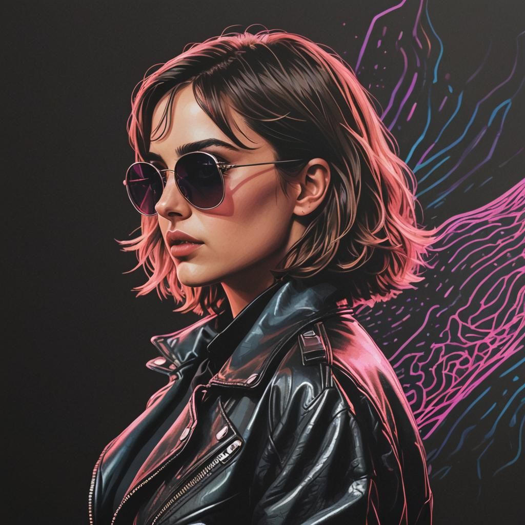 Ana De Armas in 80s Retrowave Style