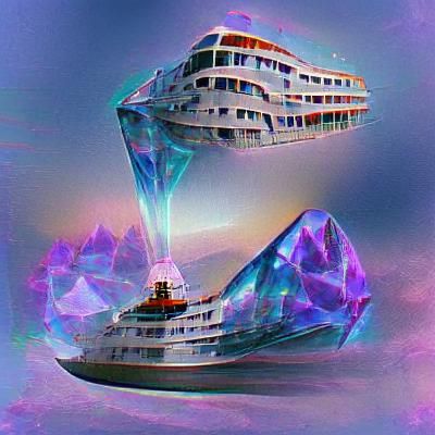 Abstract Crystal Ship in Dark Space