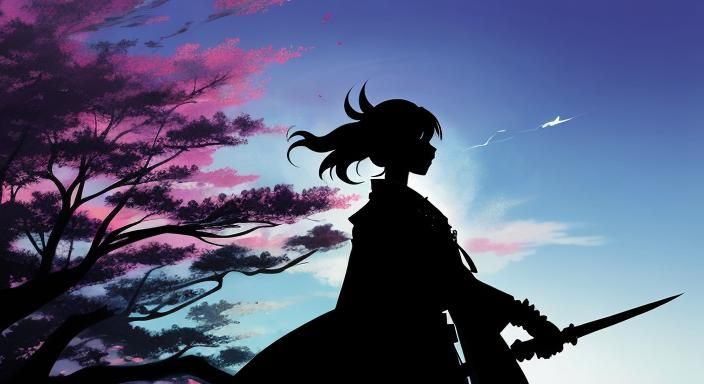 Anime Silhouette of a Sharp Looking Girl