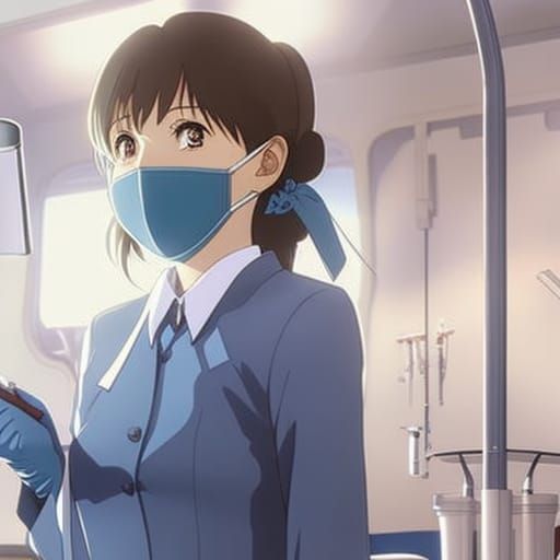 Female Dentist in Anime Style Dental Office