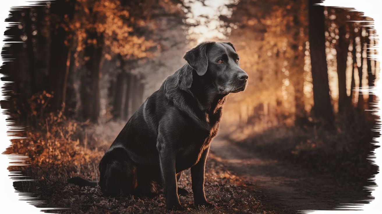 Old Labrador in Forest, Rough Pencil Sketch