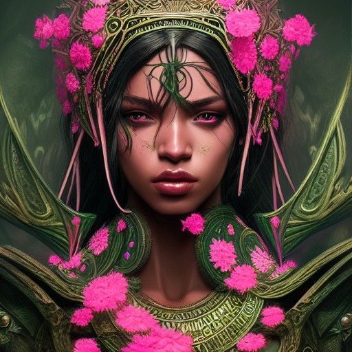 Ebony African Goddess in Intricate Armor