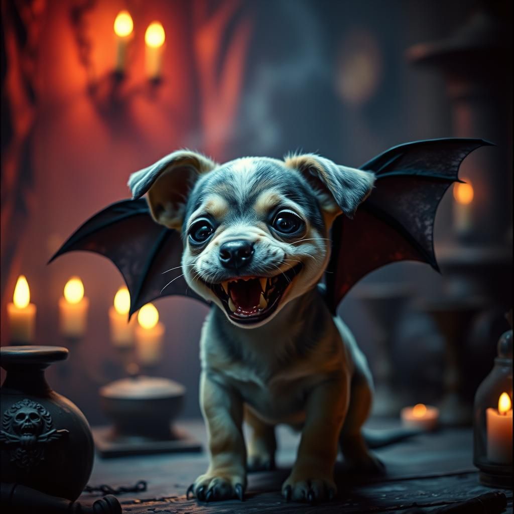 Adorable Horror Puppy in Dark Fantasy Style