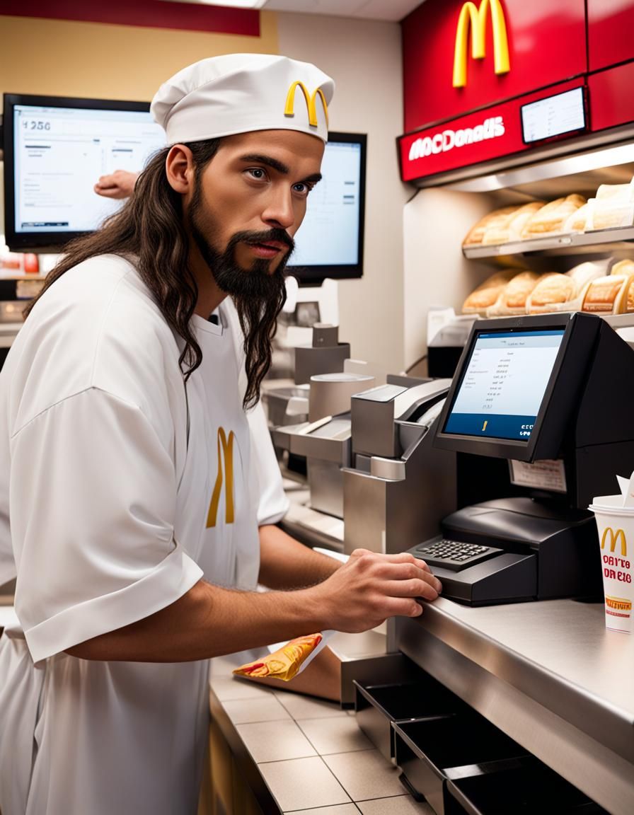 Jesus Christ at McDonald's Cash Register