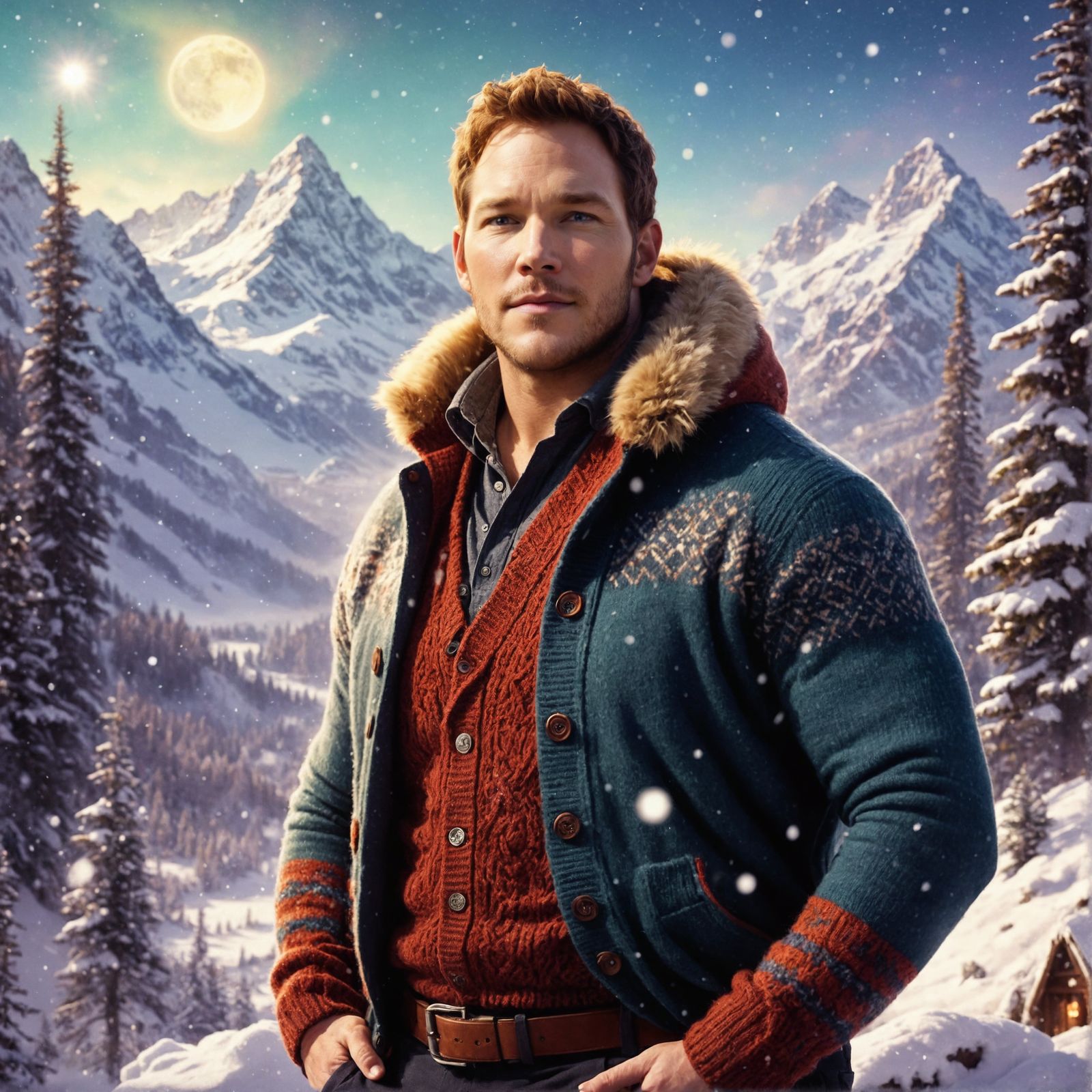 Chris Pratt Portrait in Romantic Watercolor Style