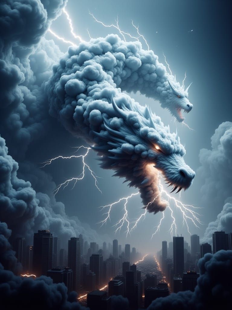 Colossal Lightning Dragon Descends on Metropolis