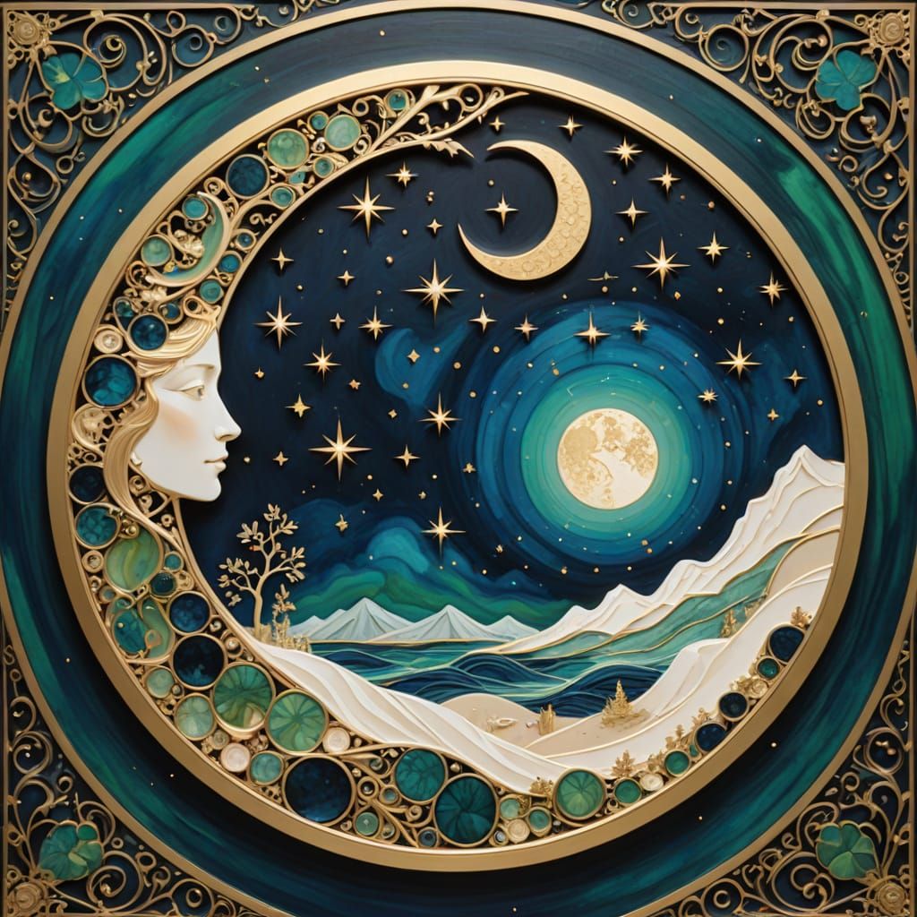 Create an intricate piece of art using different abstract sh...