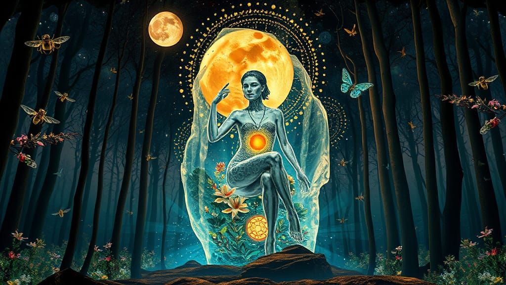 Surreal Bio-Art Collage: Sculptor in Abstract Creation