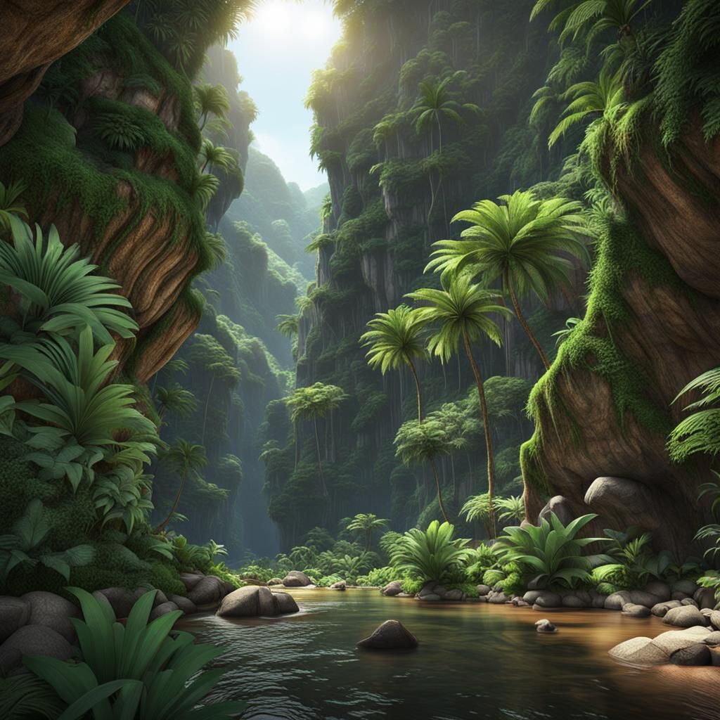Lush Tropical Rainforest Canyon in 8k Resolution