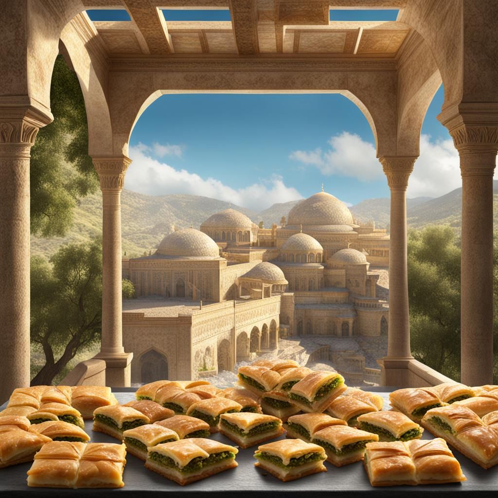 Detailed Matte Painting of Baklava