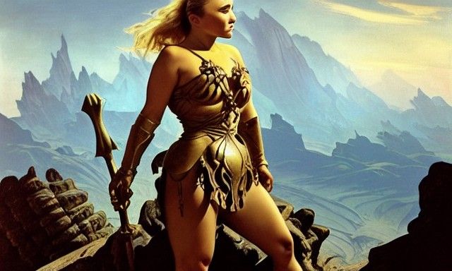 Hayden Panettiere as Armored Amazon in Romanticism Painting