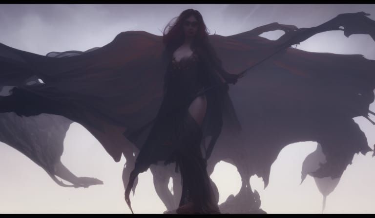 Dark Fantasy Art with Volumetric Lighting