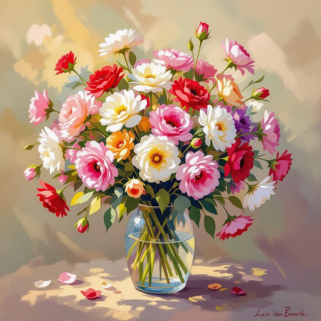 Impressionistic Bouquet of Flowers in Sunlight